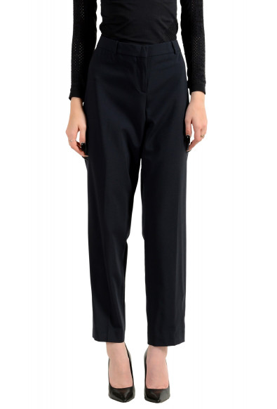 Hugo Boss Women's "Tiluna" Blue Wool Straight Trousers Pants