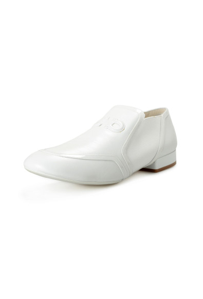 Salvatore Ferragamo "JAYDA 15" White Leather Slip On Heeled Loafers Shoes