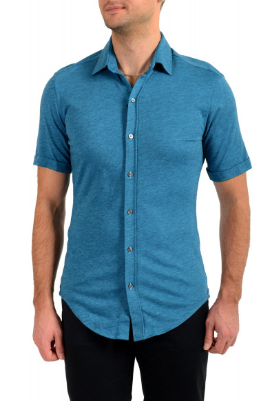 Hugo Boss Men's "Robb" Sharp Fit Blue Short Sleeve Casual Shirt