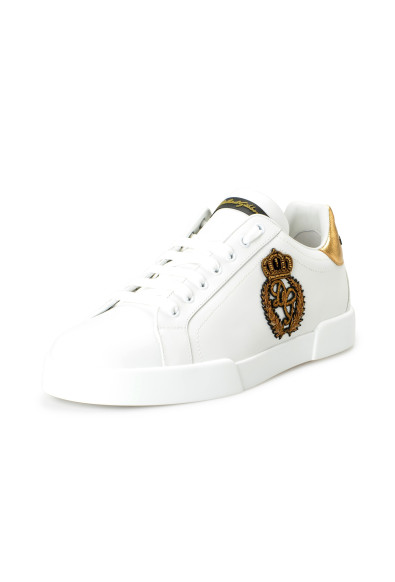 Dolce 
Gabbana Men's White Logo Print 100% Leather Sneakers Shoes