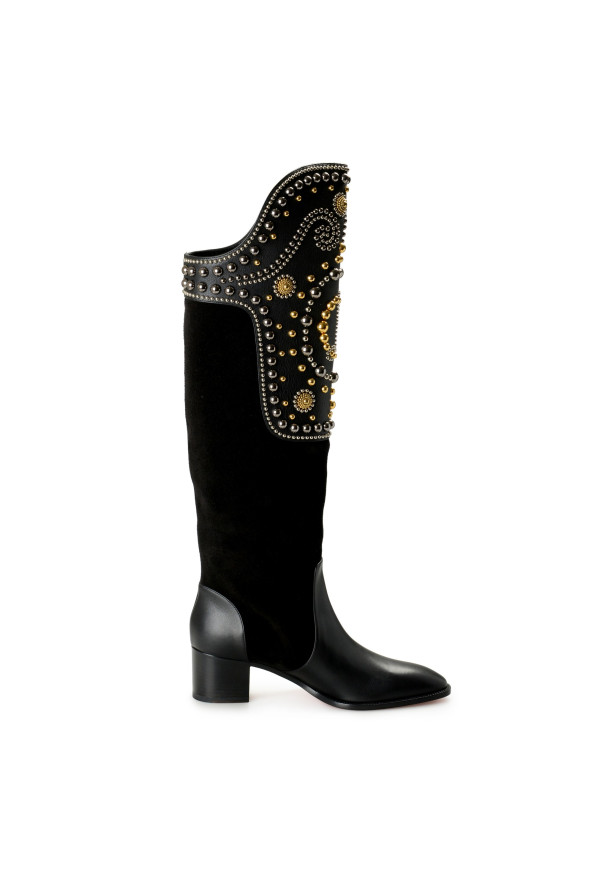 Christian Louboutin Women's "Alixos 55" Black Suede Leather Boots Shoes: Picture 4