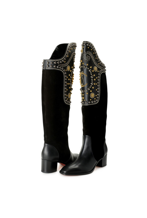 Christian Louboutin Women's "Alixos 55" Black Suede Leather Boots Shoes: Picture 8