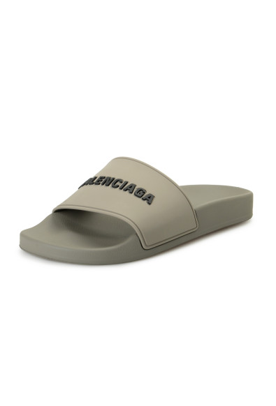 Balenciaga Women's Gray Logo Print Lool Slide Flip Flop Shoes