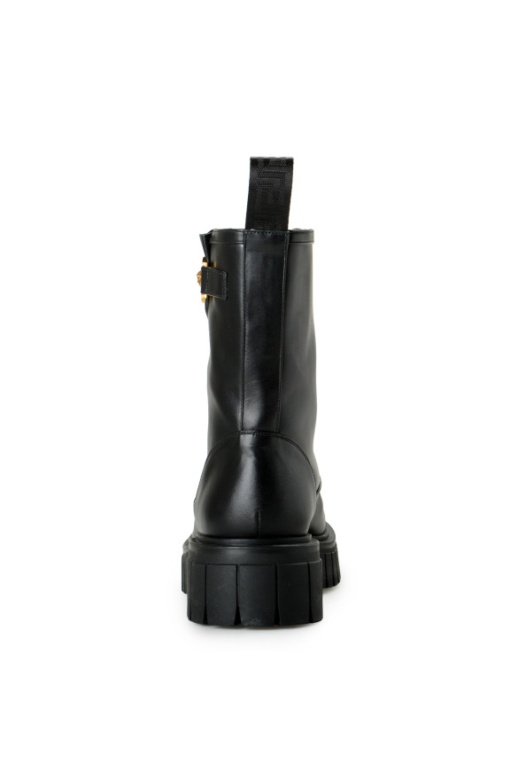 Versace Women's Black Leather Gold Medusa Boots Shoes: Picture 3