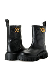 Versace Women's Black Leather Gold Medusa Boots Shoes: Picture 8
