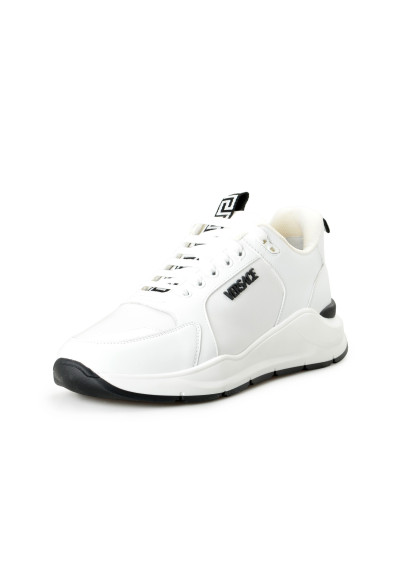 Versace Men's White Canvas Leather Logo Sneakers Shoes