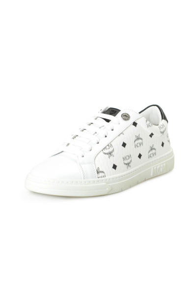 MCM Women's White Leather Logo Print Fashion Sneakers Shoes