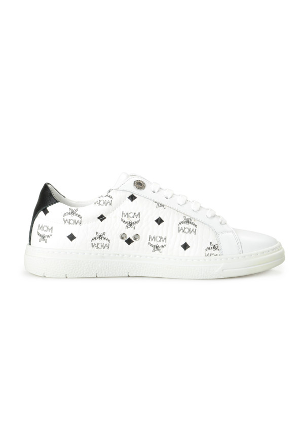 MCM Women's White Leather Logo Print Fashion Sneakers Shoes: Picture 4