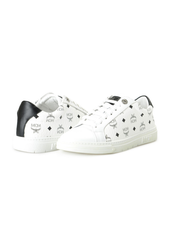 MCM Women's White Leather Logo Print Fashion Sneakers Shoes: Picture 8