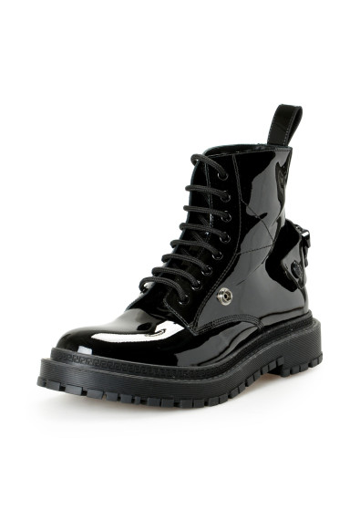 Versace Women's Black Patent Leather Medusa Ankle Boots Shoes