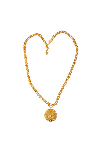 Versace Unisex Gold Color Metal Chain Necklace With Medusa Pendant