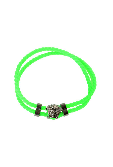 Versace Neon Green Rubber Silver Color Medusa Bracelet
