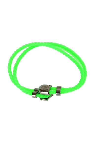 Versace Neon Green Rubber Silver Color Medusa Bracelet: Picture 2