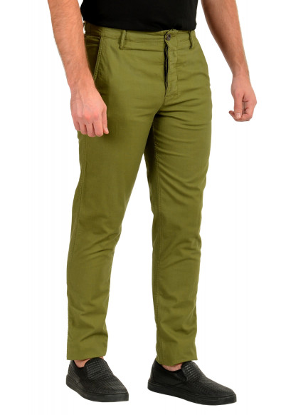 Incotex Slowear Men's Carrot Fit Olive Green Flat Front Casual Pants: Picture 2