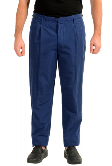 Incotex Slowear Men's Blue Linen Pleated Front Casual Pants