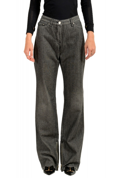 Gianfranco Ferre Women's Gray Striped Straight Leg Jeans 