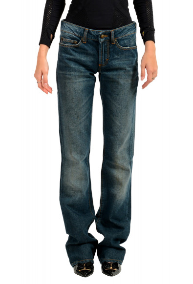 Just Cavalli Women's "Yellow Diamond" Regular Waist Flair Leg Jeans