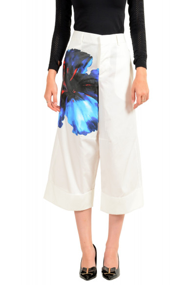 Dsquared2 Women's White Floral Print Cropped Pants 