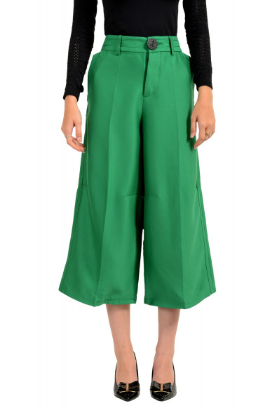 Dsquared2 Women's Green Silk Wide Leg Cropped Pants 