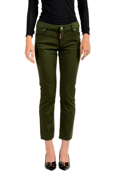 Dsquared2 Women's Olive Green Medium Waist Cropped Twiggy Jeans