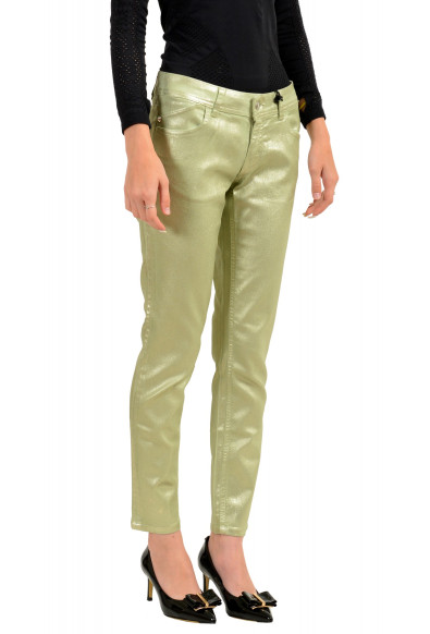 Just Cavalli Women's Coated Sparkle Green Straight Leg Jeans: Picture 2
