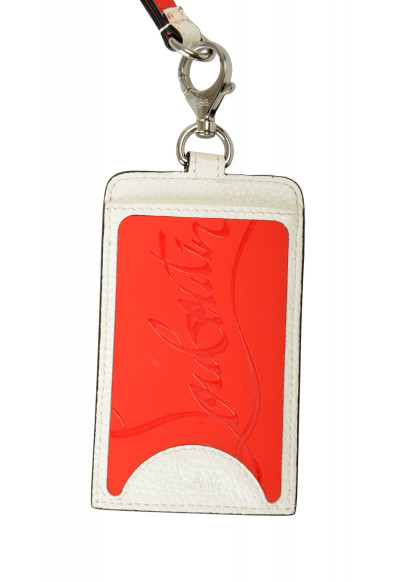 Christian Louboutin Women's Logo Ivory 100% Leather Card Case Keychain