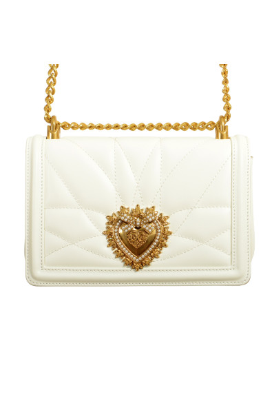 Dolce 
Gabbana Women's White Medium Devotion Quilted Leather Shoulder Bag: Picture 2
