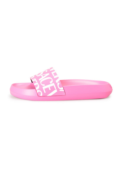 Versace Women's Light Pink Logo Print Leather Sandals Flip Flops Shoes: Picture 2