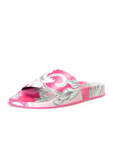 Versace Women's Fuxia 
English Rose Barocco Print Pool Slide Flip Flops Shoes