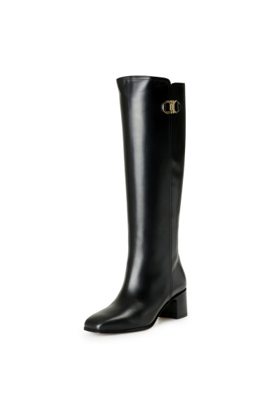 Salvatore Ferragamo Women's "CORDO" Black Leather Heeled Boots Shoes