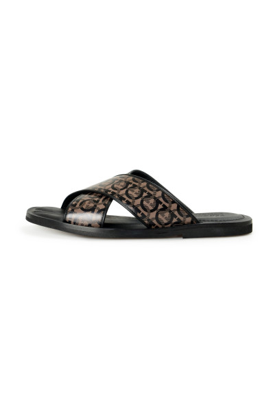 Salvatore Ferragamo Men's "SION 3" Logo Print Leather Sandals Flip Flops Shoes: Picture 2