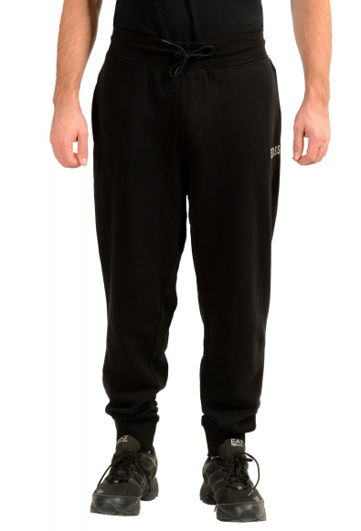 Hugo Boss Men's "Julek_ZA" Black Logo Print Track Sweat Pants 