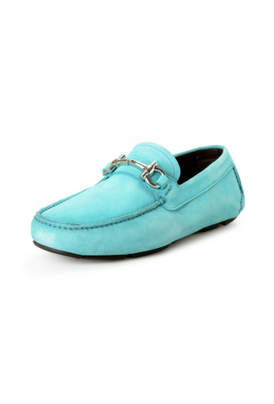 Salvatore Ferragamo Men's "PARIGI ECO" Turquoise Suede Leather Loafers Car Shoes