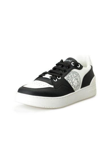 Versace Women's Medusa Logo Black 
White Leather Sneakers Shoes 