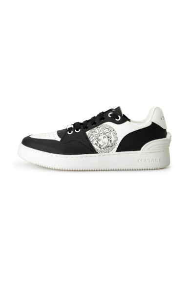 Versace Women's Medusa Logo Black 
White Leather Sneakers Shoes : Picture 2