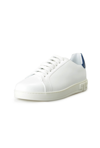 Versace Men's White 
Blue Leather Sneakers Shoes