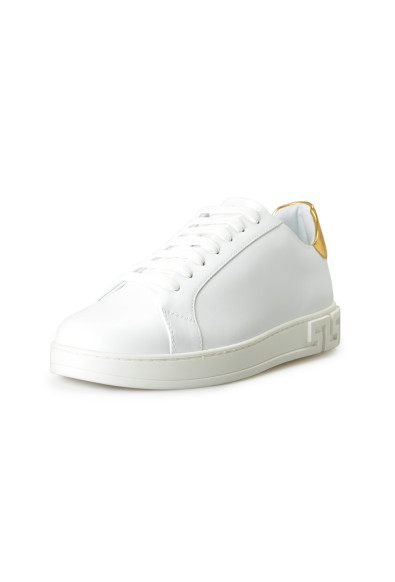 Versace Men's White 
Gold Leather Sneakers Shoes 