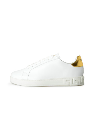 Versace Men's White 
Gold Leather Sneakers Shoes : Picture 2