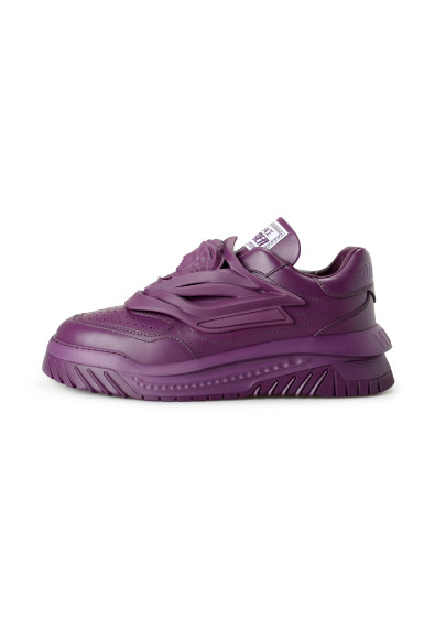 Versace Men's Medusa Logo Dark Plum Leather Sneakers Shoes: Picture 2