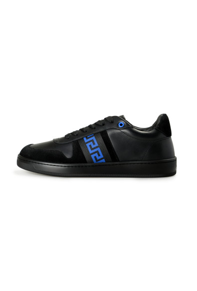 Versace Men's Black 
Royal Blue "Greca" Leather Sneakers Shoes : Picture 2