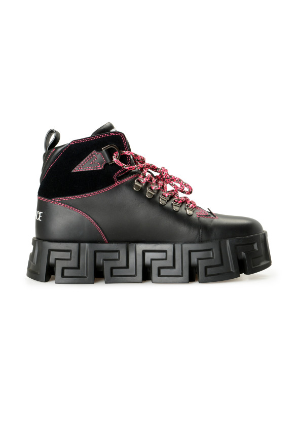 Versace Men's Black Leather Platform Boots Sneakers Shoes: Picture 4