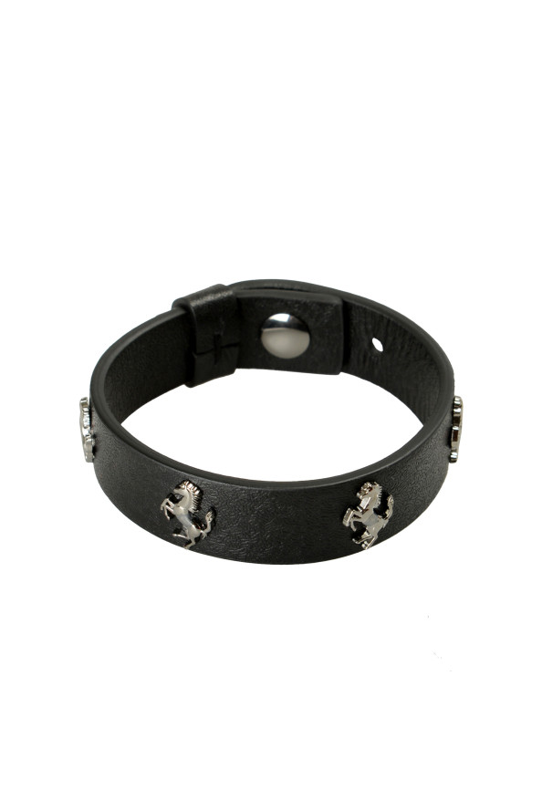 Scuderia Ferrari Black Single Coil 100% Leather Bracelet