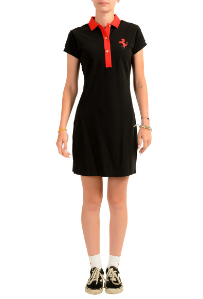 Scuderia Ferrari Women's Black "Piquet Contrast" Short Sleeve Polo Dress