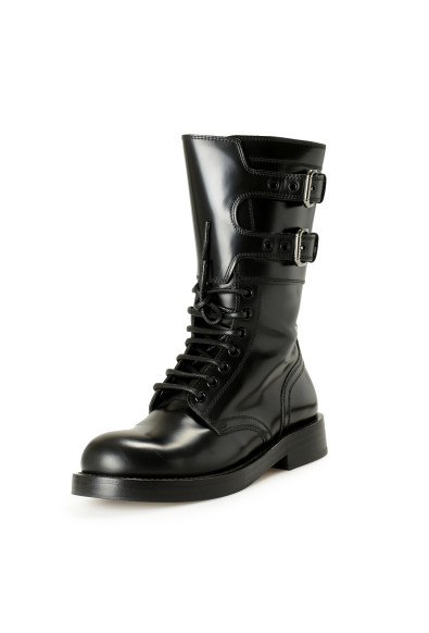 Dolce 
Gabbana Women's Black 100% Leather Combat Boots Shoes