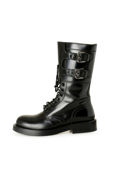 Dolce 
Gabbana Women's Black 100% Leather Combat Boots Shoes: Picture 2