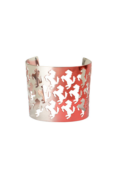 Scuderia Ferrari 100% Brass Silver 
Red Pixelated Prancing Horse Cuff Bracelet