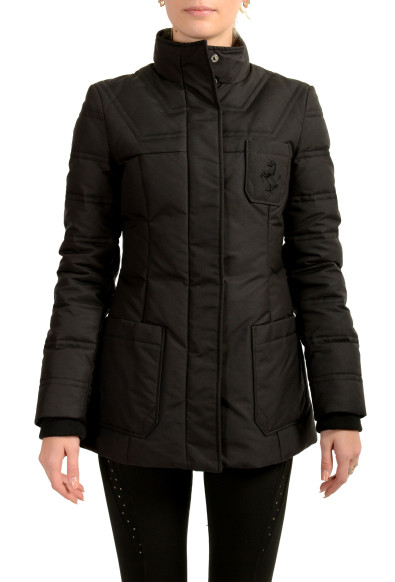 Scuderia Ferrari Women's Black Full Zip Down Parka Jacket