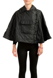 Scuderia Ferrari Women's Navy Blue Quilted Leather Poncho Jacket