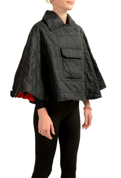 Scuderia Ferrari Women's Navy Blue Quilted Leather Poncho Jacket: Picture 2