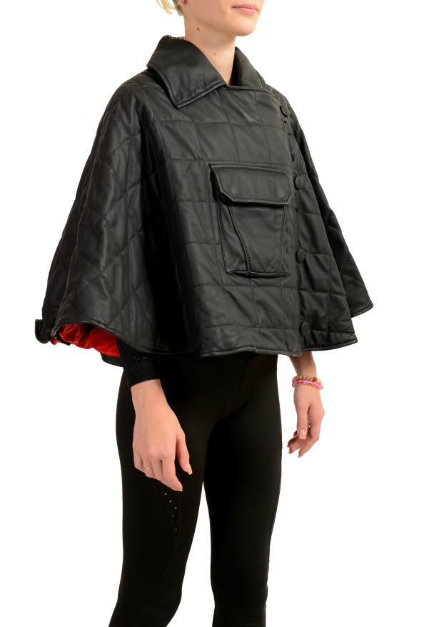 Scuderia Ferrari Women's Navy Blue Quilted Leather Poncho Jacket: Picture 2